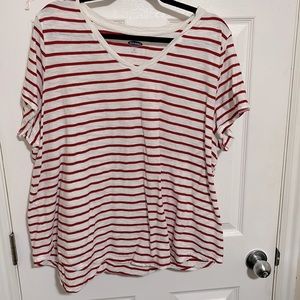 Womens Old Navy Red/white striped v neck shirt sz 3x